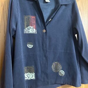 Women's Navy Artistic Pattern Blazer